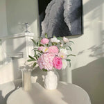 Blush Woodland Rose & Hydrangea Artificial Flower Arrangement realistic artificial flower arrangement – product view 2