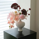 Misty Blush Wabi-Sabi Vase Artificial Flower Arrangement realistic artificial flower arrangement – product view 2