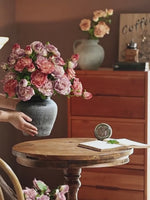 Vintage Hued Pink and Lavender Rose Artificial Flower Arrangement realistic artificial flower arrangement – product view 2