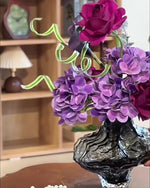 Moody Purple Hydrangea & Rose Artificial Flower Arrangement realistic artificial flower arrangement – product view 3