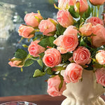 Blush Burned Edge Rose Bouquet Artificial Flower Arrangement realistic artificial flower arrangement – product view 6