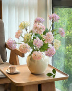 Pastel Whisper Hydrangea Faux Floral Bouquet realistic artificial flower arrangement