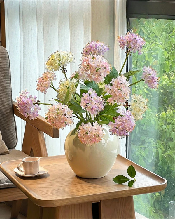 Pastel Whisper Hydrangea Faux Floral Bouquet realistic artificial flower arrangement