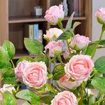 Blush Bubble Rose Cluster Artificial Flower Arrangement realistic artificial flower arrangement – product view 4