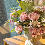 Romantic Rosette Cluster Artificial Flower Arrangement realistic artificial flower arrangement – product view 4