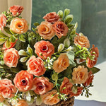 Terracotta Austin Rose Basket Artificial Flower Arrangement realistic artificial flower arrangement – product view 6