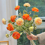 Ethereal Apricot Ranunculus Entryway Artificial Flower Arrangement realistic artificial flower arrangement – product view 4