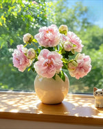 Blush Peony Bloom Artificial Flower Arrangement realistic artificial flower arrangement – product view 4