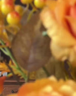 Vintage Autumn Amber Rose & Berry Artificial Flower Arrangement realistic artificial flower arrangement – product view 3