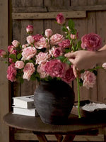 Vintage Mauve & Fuchsia-Edged Rose Bouquet realistic artificial flower arrangement – product view 2