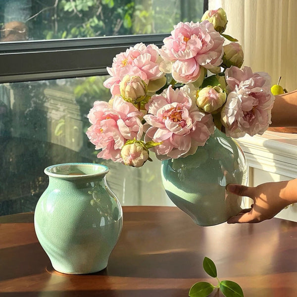 Celadon Green Crackle Glaze Vase decorative vase for artificial flowers