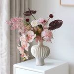 Misty Blush Wabi-Sabi Vase Artificial Flower Arrangement realistic artificial flower arrangement – product view 3