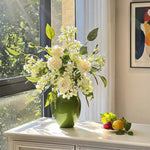 Nordic White Rose & Blossom Breeze Artificial Flower Arrangement realistic artificial flower arrangement – product view 2