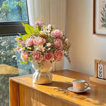 Romantic Rosette Cluster Artificial Flower Arrangement realistic artificial flower arrangement – product view 5