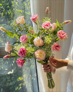 Soft Pink Lisianthus Artificial Flower Arrangement realistic artificial flower arrangement – product view 2