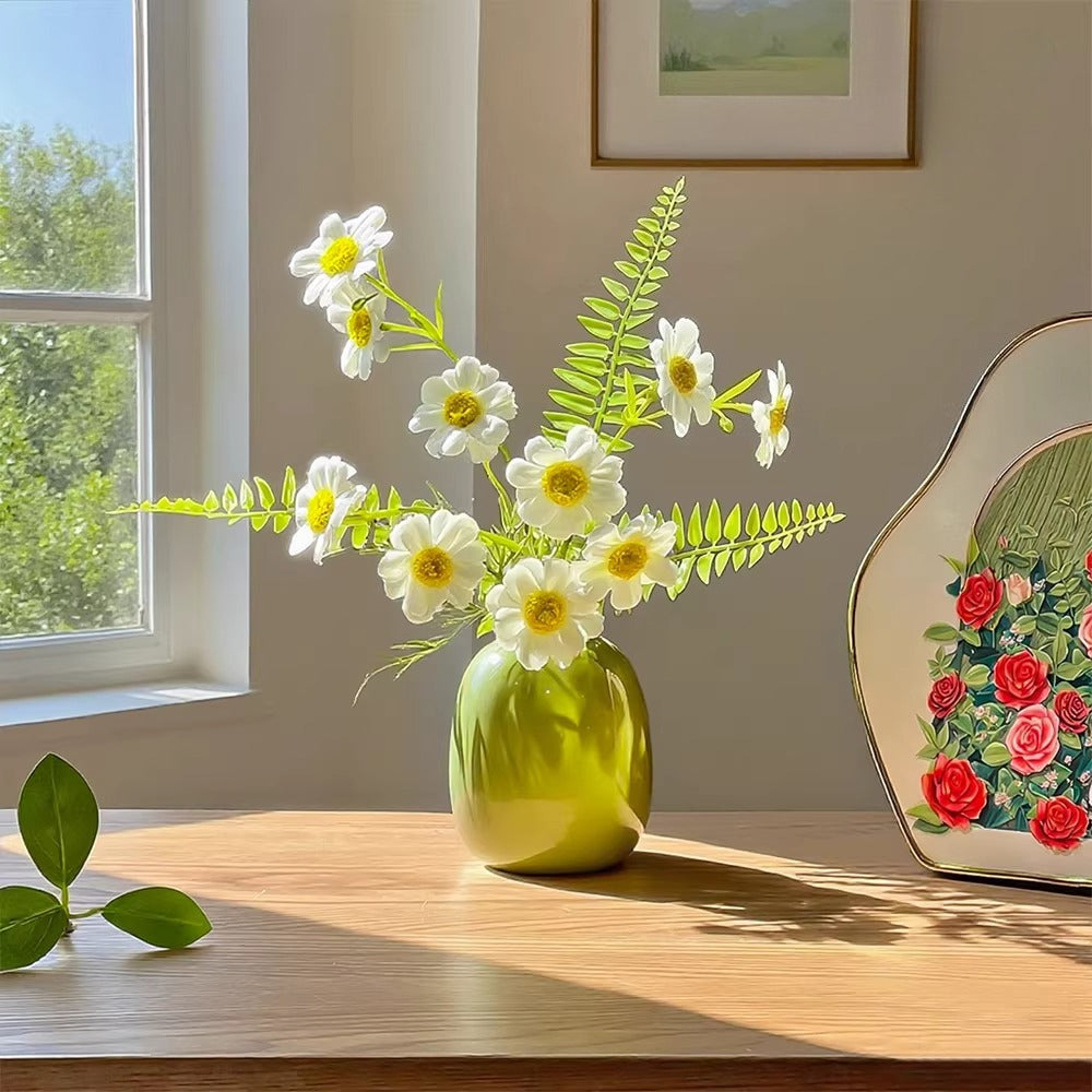 Sunlit Daisy Fern Artificial Flower Arrangement realistic artificial flower arrangement