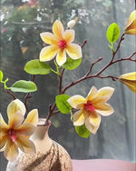 Vintage Yellow Magnolia Artificial Flower Arrangement with Vase realistic artificial flower arrangement – product view 3