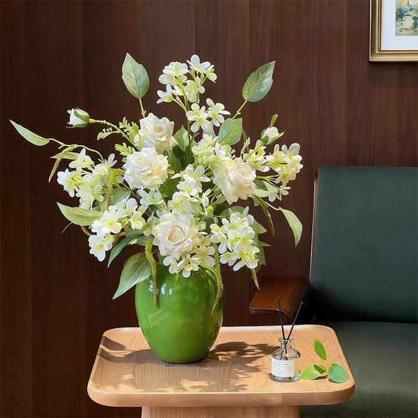 Nordic White Rose & Blossom Breeze Artificial Flower Arrangement realistic artificial flower arrangement