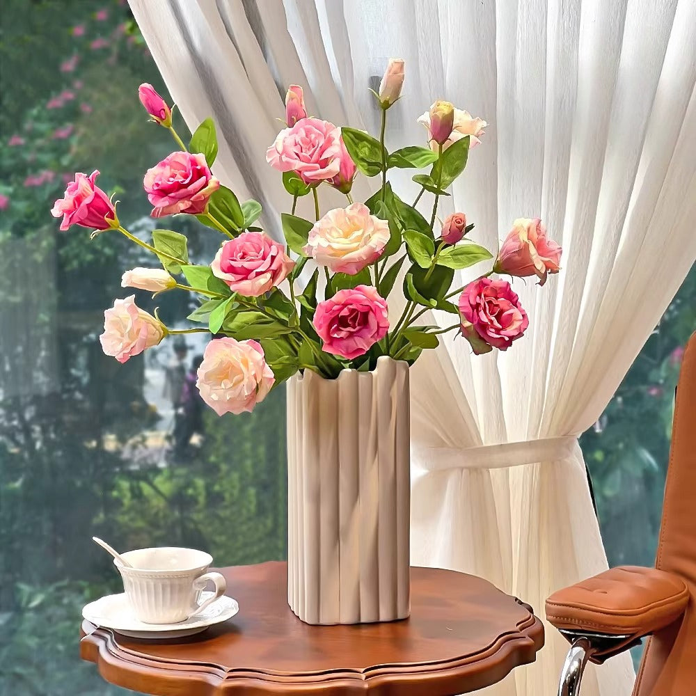 Dusty Pink Platycodon Bloom Artificial Flower Arrangement realistic artificial flower arrangement