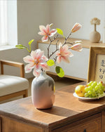 Vintage Yellow Magnolia Artificial Flower Arrangement with Vase realistic artificial flower arrangement – product view 2