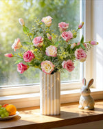 Soft Pink Lisianthus Artificial Flower Arrangement realistic artificial flower arrangement – product view 6