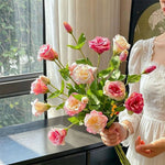 Elegant Blush Lisianthus Artificial Flower Arrangement realistic artificial flower arrangement – product view 5