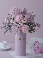 Artificial Flower Arrangement - Pink & Purple Mixed Blooms realistic artificial flower arrangement – product view 3