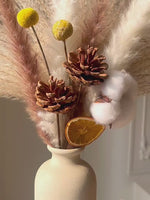 Faux Pampas Grass & Blossom Neutral Artisan Arrangement realistic artificial flower arrangement – product view 3