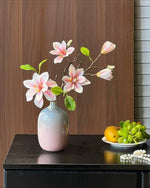 Pink Magnolia Gradient Vase Artificial Flower Arrangement with Vase realistic artificial flower arrangement – product view 7