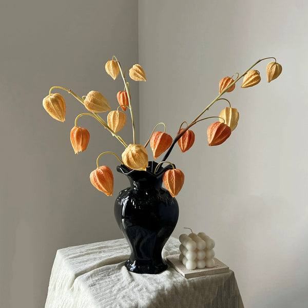 Faux Physalis Flower Arrangement - Light Orange (3 Stems) realistic artificial flower arrangement