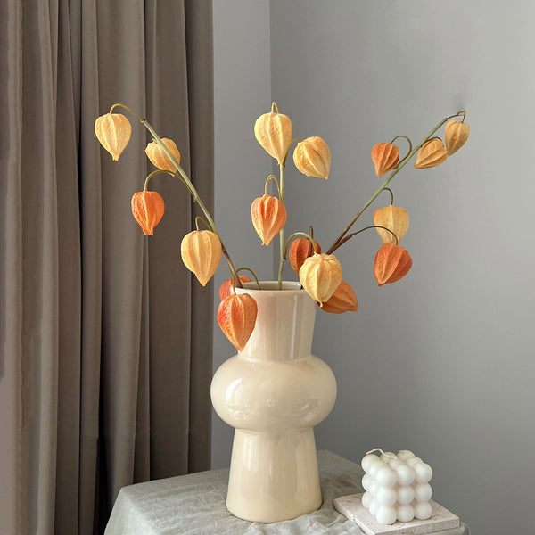Faux Physalis Flower Arrangement - Light Orange (3 Stems) realistic artificial flower arrangement